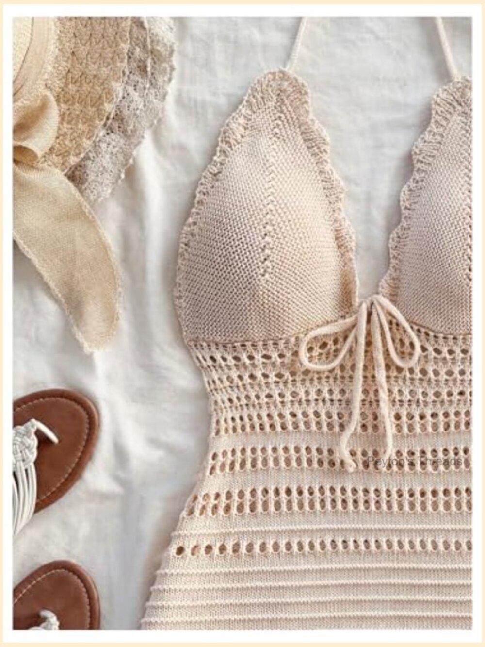 Crochet Halter Mini Dress Bodycon Knit Backless Summer Beach Festival Sundress - Picture 4 of 5